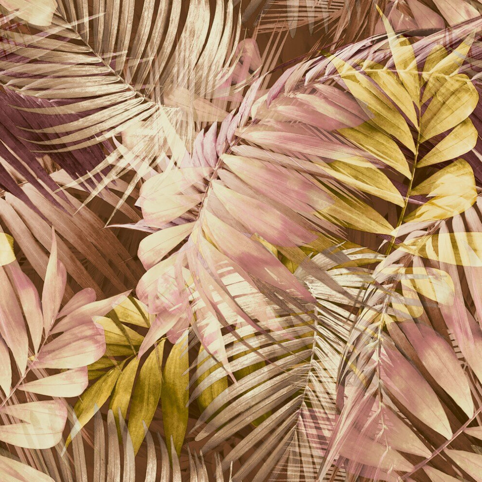 Grandeco Life Antigua Palm Pink Ochre Wallpaper 170503