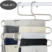 (1-Pack) Youngshion S-Type 5-layer Stainless Steel Hangers Space Saving Closet Storage Organizer for Scarves Pants Jeans Ties Belts Towels