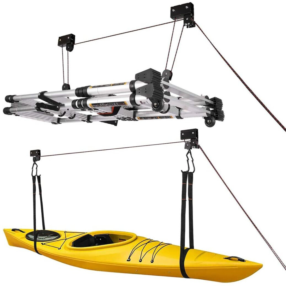 (2) Youngshion Heavy Duty 45Kg Capacity Ceiling Mount Bicycle Kayak Canoe Garage Storage Rack Lift Hoists Pulley System 6440827328279
