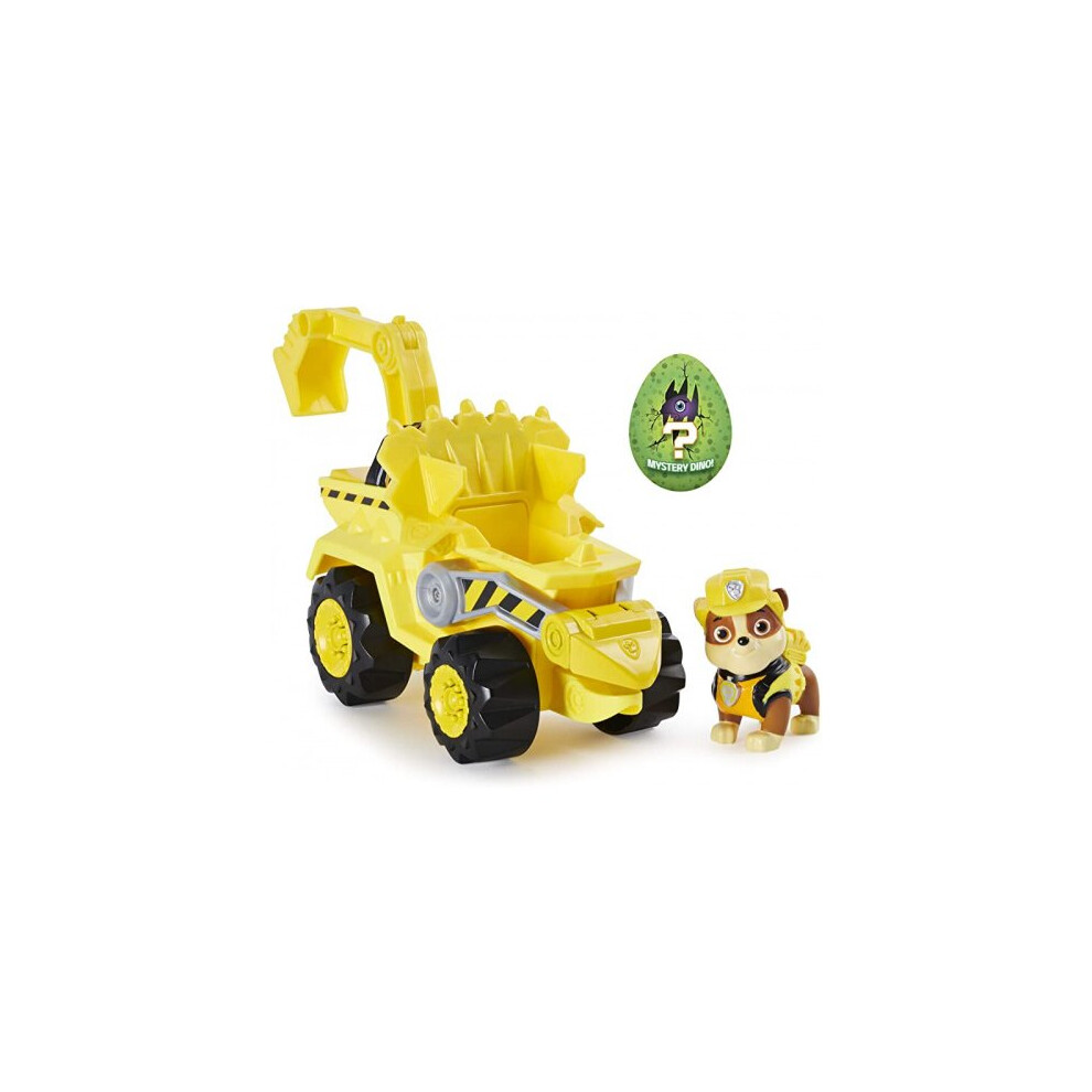 New Paw Patrol Dino Rescue Rubble's Deluxe Rev Up Vehicle With Mystery Dinosaur Figure