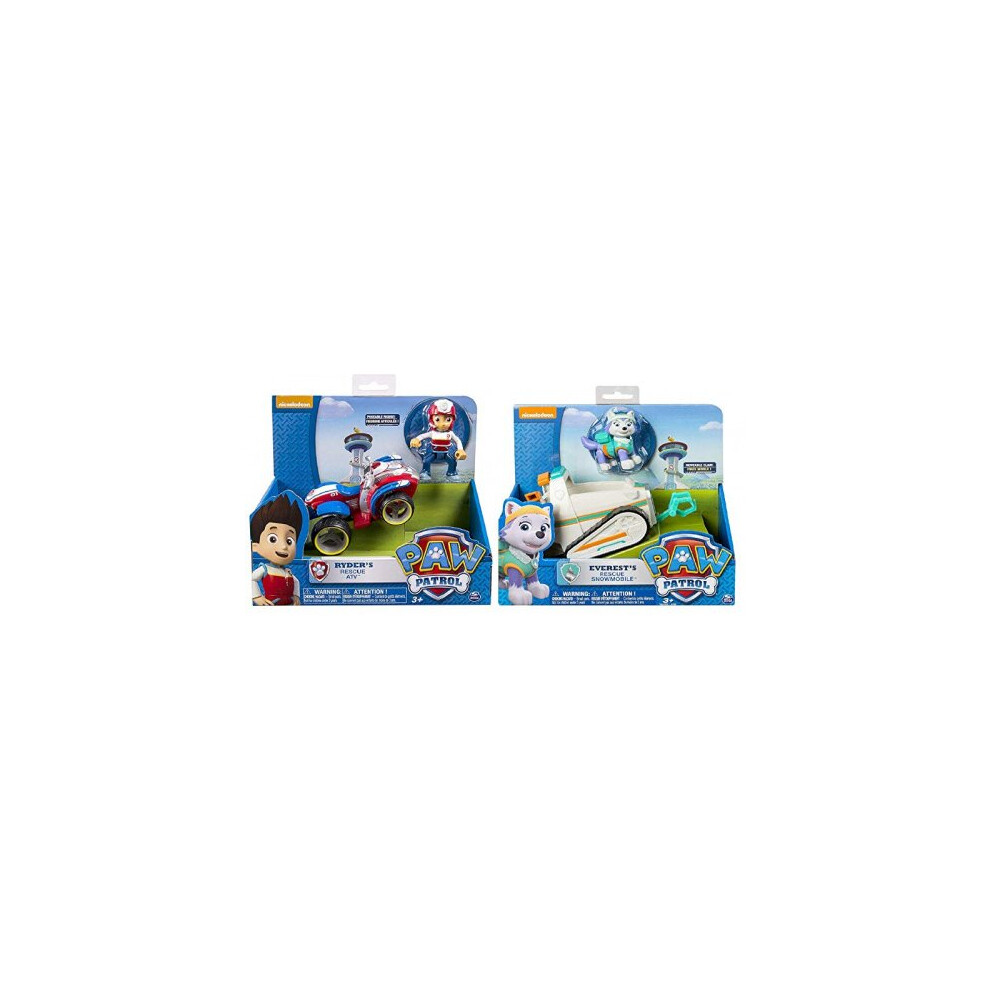 Paw Patrol Everest's Rescue Snowmobile Ryder's Rescue Atv, Vechicle And Figure. Includes Blizy Pen