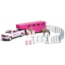 Valley Ranch Pink Pick Up Courch and Horse Trailer Playset