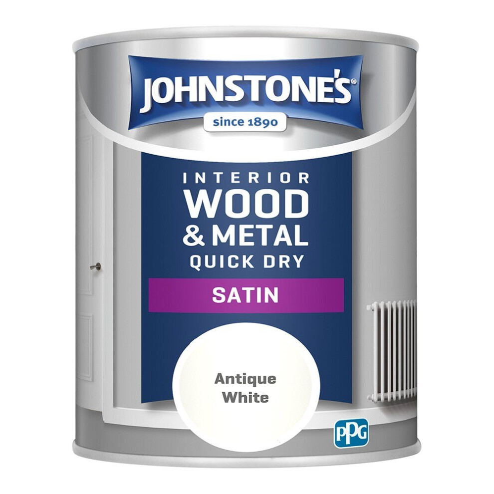 Johnstones Interior Wood & Metal Quick Dry Satin Paint 750ml Antique White