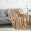 (BEIGE, KING) THICK FLEECE BLANKET THROW LARGE SOFA BED SOFT 1