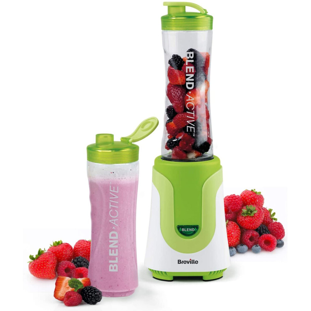 (Green, Blend Active) Breville Blend Active Personal Blender & Smoothie Maker with 2 Portable Blending Bottles (600 ml)