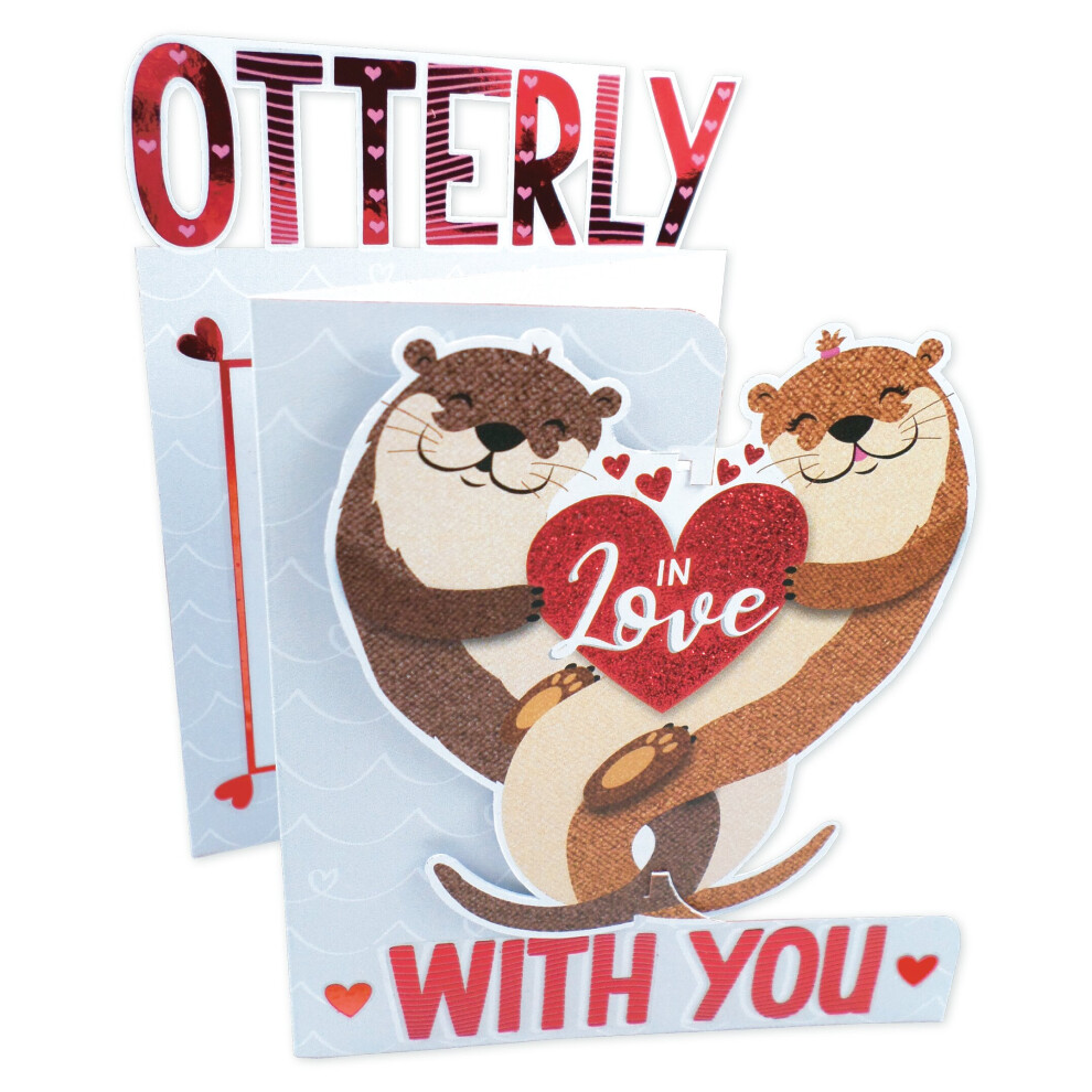 Otterly In Love With You Valentine's Day Card 3D Cutting Edge Greeting Cards