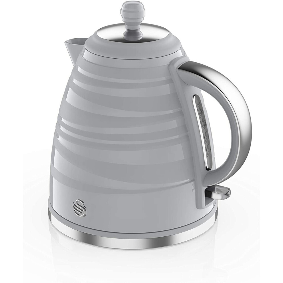 (Grey) Swan SK31050WN, Symphony 1.7 Litre Jug Kettle with Rapid Boil, 3000 Watts, White