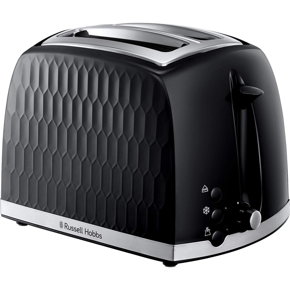 ( Black, 2 Slice Toaster) Russell Hobbs 26070 4 Slice Toaster - Contemporary Honeycomb Design with Extra Wide Slots and High Lift Feature