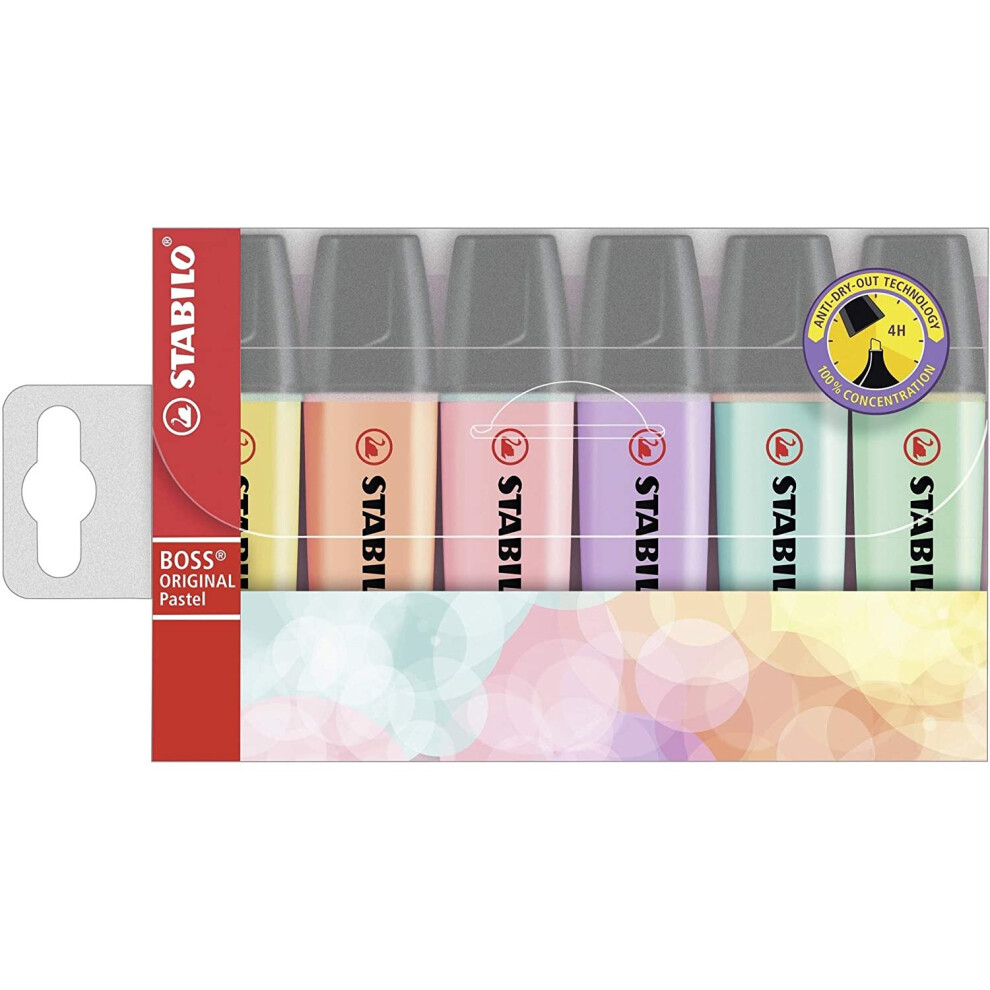Highlighter Stabilo Boss Original Pastel Wallet 6 Assorted Colour Classic Design