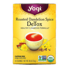 Yogi Tea, Détox, Épice de Pissenlit Torréfié, Sans Caféine, 16 Sachets de Thé, 0,85 oz (24 g)