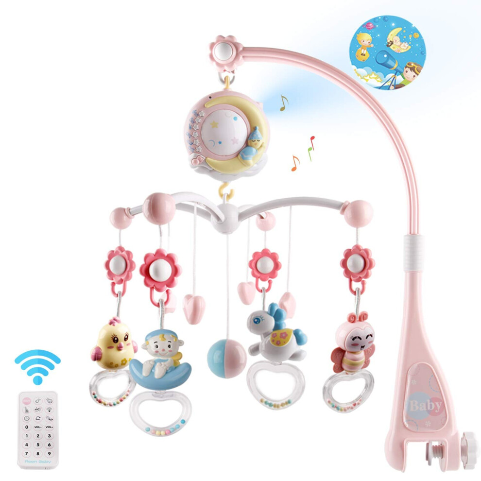 (pink) Baby Musical Bed Bell Cot Moon & Star Dream Light