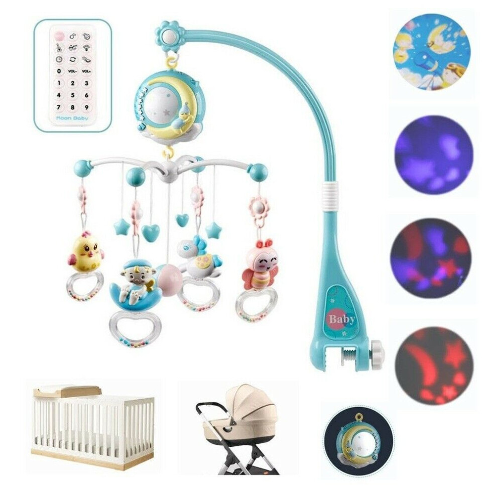 (blue) Baby Musical Bed Bell Cot Moon & Star Dream Light