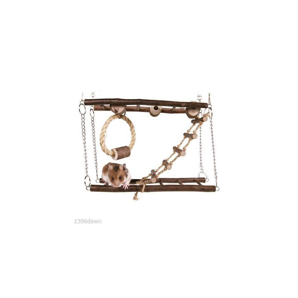 Natural Wood Hanging Suspension Bridge Cage Toy For Hamster Mouse Gerbil Rat