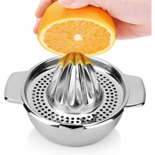 Manual Citrus Juicer Stainless Lemon Squeezer Hand Press with Container for Fruit Baby Food