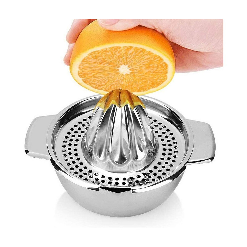 Manual Citrus Juicer Stainless Lemon Squeezer Hand Press with Container for Fruit Baby Food