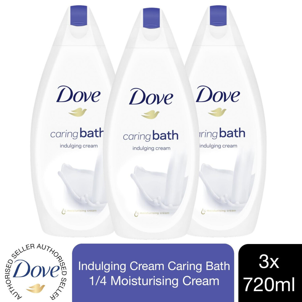 3x720ml Dove Indulging Cream Caring Bath with 1/4 Moisturising Cream