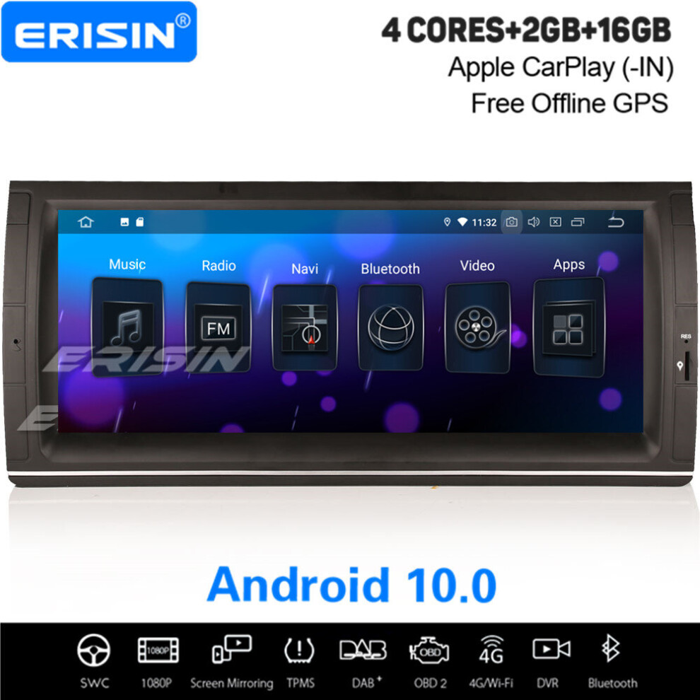 10.25" Android 10.0 Bt5.0 Dab+ Sat Nav Car Stereo Carplay Wifi Bmw 5 Series E39 X5 E53 M5 631851159458