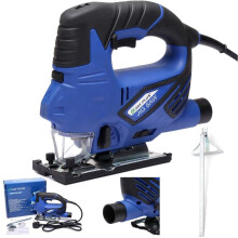 800W Jigsaw with Laser Guide and LED Light - 6-Speed, 3000rpm, 45 Bevel, Tool-less Blade Change, 10mm Steel / 100mm Wood