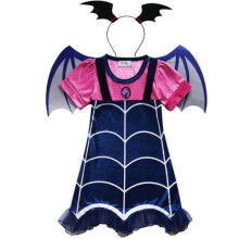 (6-7 Years) Kids Girls Cosplay Vampirina Wing Dress Headwear Halloween Costume Fancy Clothes