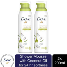 2 Pack Dove Shower Mousse with Coconut Oil for 24H Softness, 200ml