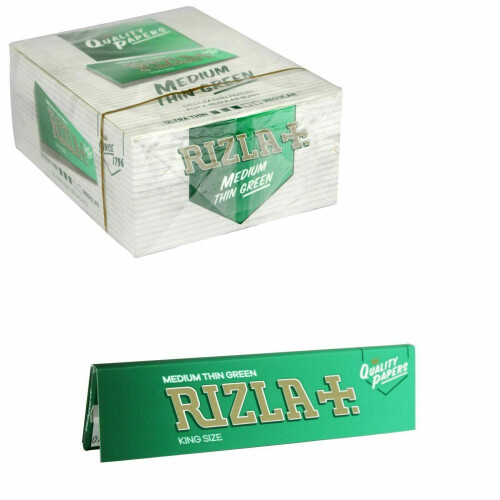 (25 Booklets (Half Box)) RIZLA GREEN KING SIZE Slim Smoking Rolling Paper