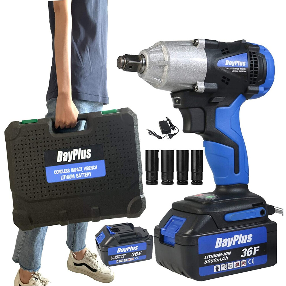 Cordless Garage Impact Wrenches Impact Driver 2 Batteries 420 NM Automatic Power Tool