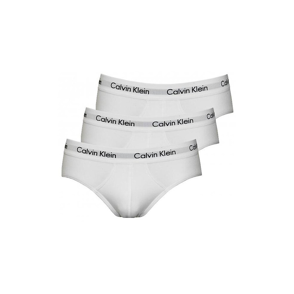 (S) Calvin Klein 3 Pack Cotton Stretch –  Hip Briefs ( WHITE )