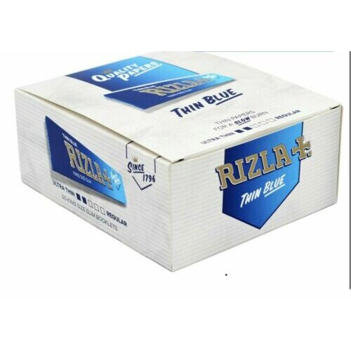 (50 Booklets (Full Box)) Rizla Blue King Size Slim Cigarette Smoking Rolling Paper Genuine
