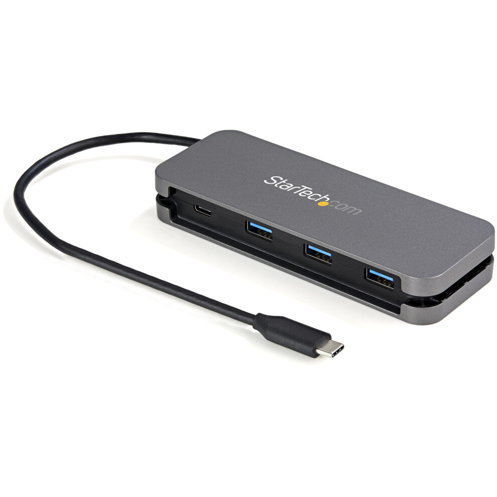 4 Port USB C Hub - 3x USB-A/1x USB-C - 5Gbps USB 3.0 Type-C Hub (3.2/3.1 Gen 1) - USB Bus Powered 11" Long Cable w/ Cable Management