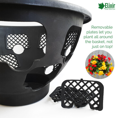 Elixir Garden Supplies (14", 1) Elixir Gardens 12" & 14" Black Plastic Easy Fill Hanging Baskets 2