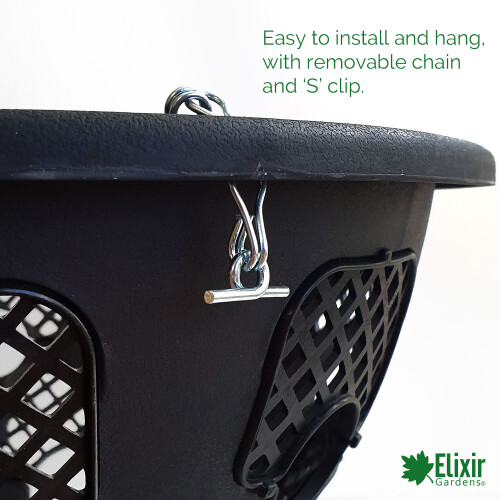 Elixir Garden Supplies (12", 4) Elixir Gardens 12" & 14" Black Plastic Easy Fill Hanging Baskets 1