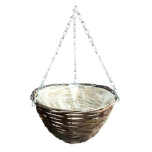 (12" Round, 30) Elixir Gardens Rattan Natural Wicker Hanging Basket 11" - 16" | Round or Cone
