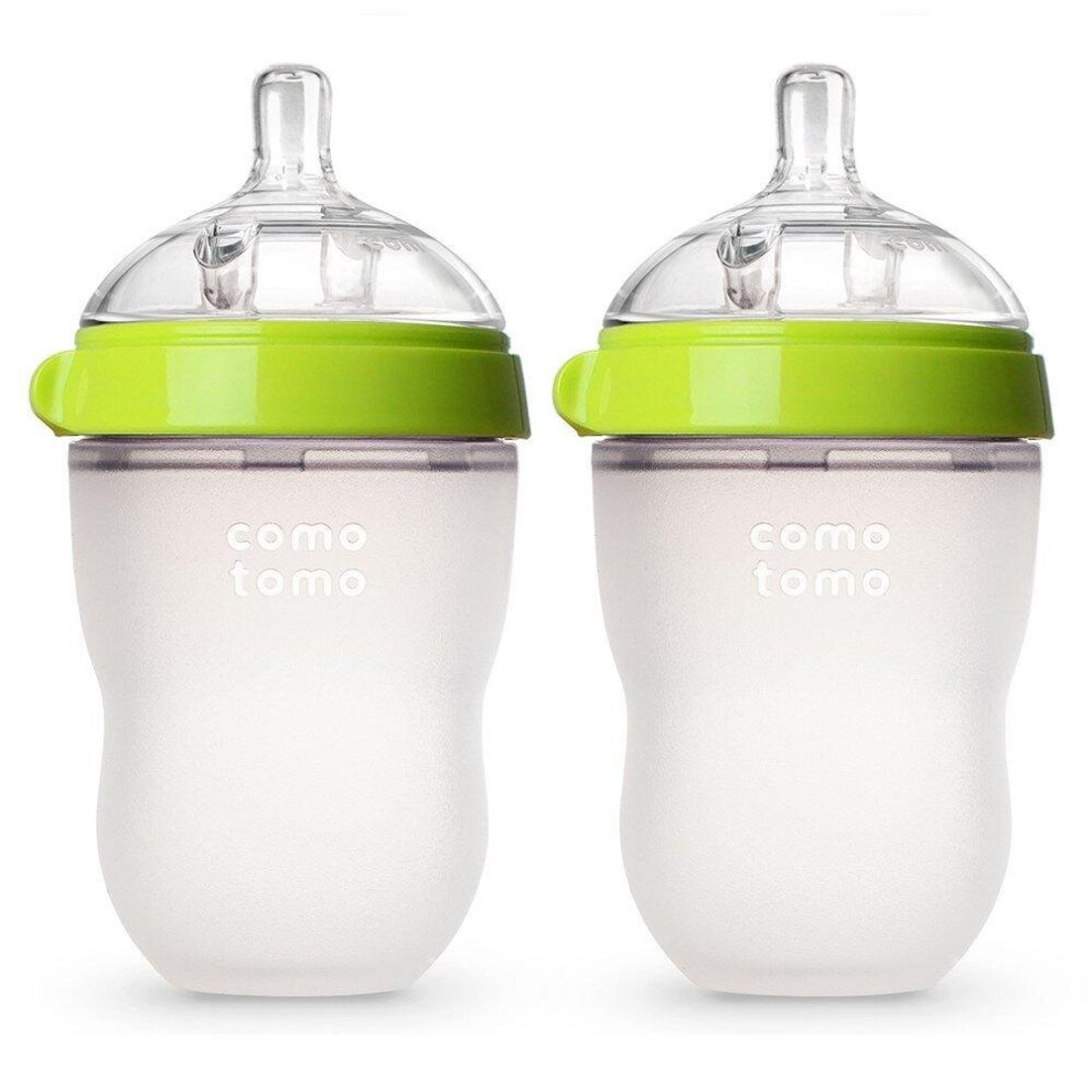 (2Green 250ML) Silicone Baby Bottle, 5 Oz And 8 Oz Baby Bottles 2 Pack Bpa Free Bottle