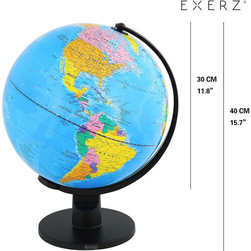 Exerz 30CM Educational World Globe XL Swivel Rotating Globe - Diameter 30cm 2