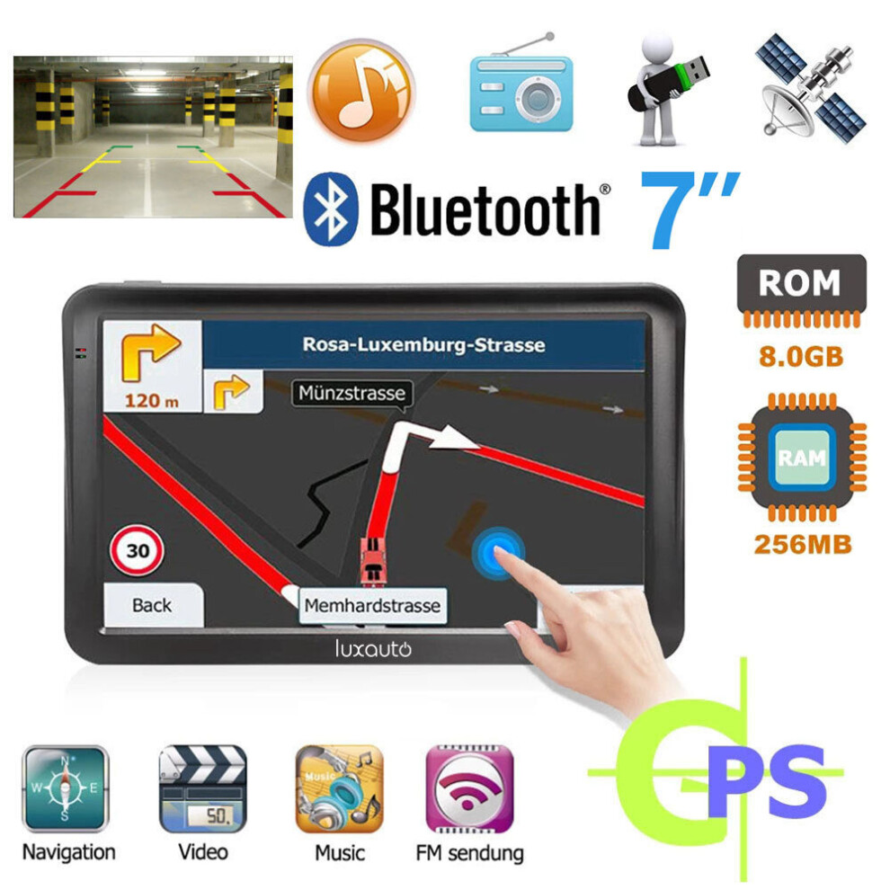 Sat Navs For Cars, 7 Inch Navigator Gps Navigation System Hd Touch Screen With Uk/Eu Maps 7552103095429