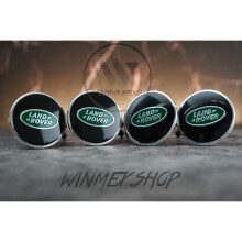 Set of 4 Black and Green Land Rover alloy wheel caps 63mm