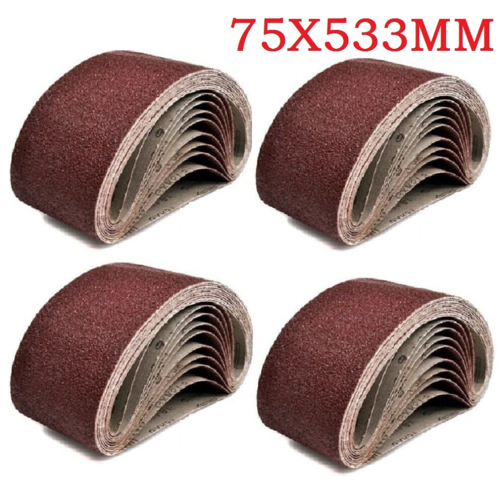 (40Pcs) 20/40 X Mixed 40 60 80 120 Grit Sander 75 X 533Mm Sanding Belts Sanders Fine Coarse 714131826407