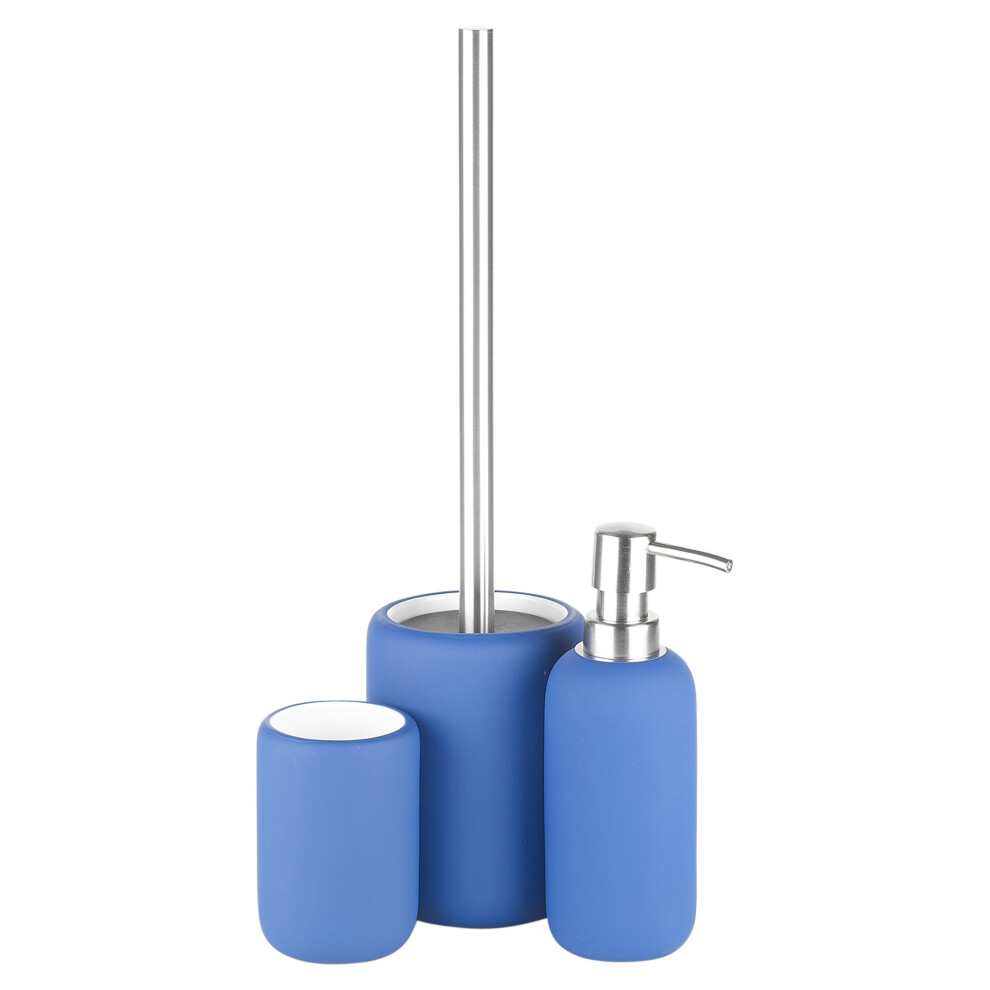 (Blue, One Of Each Set) Ceramic Matt Colour Matching Bathroom Set