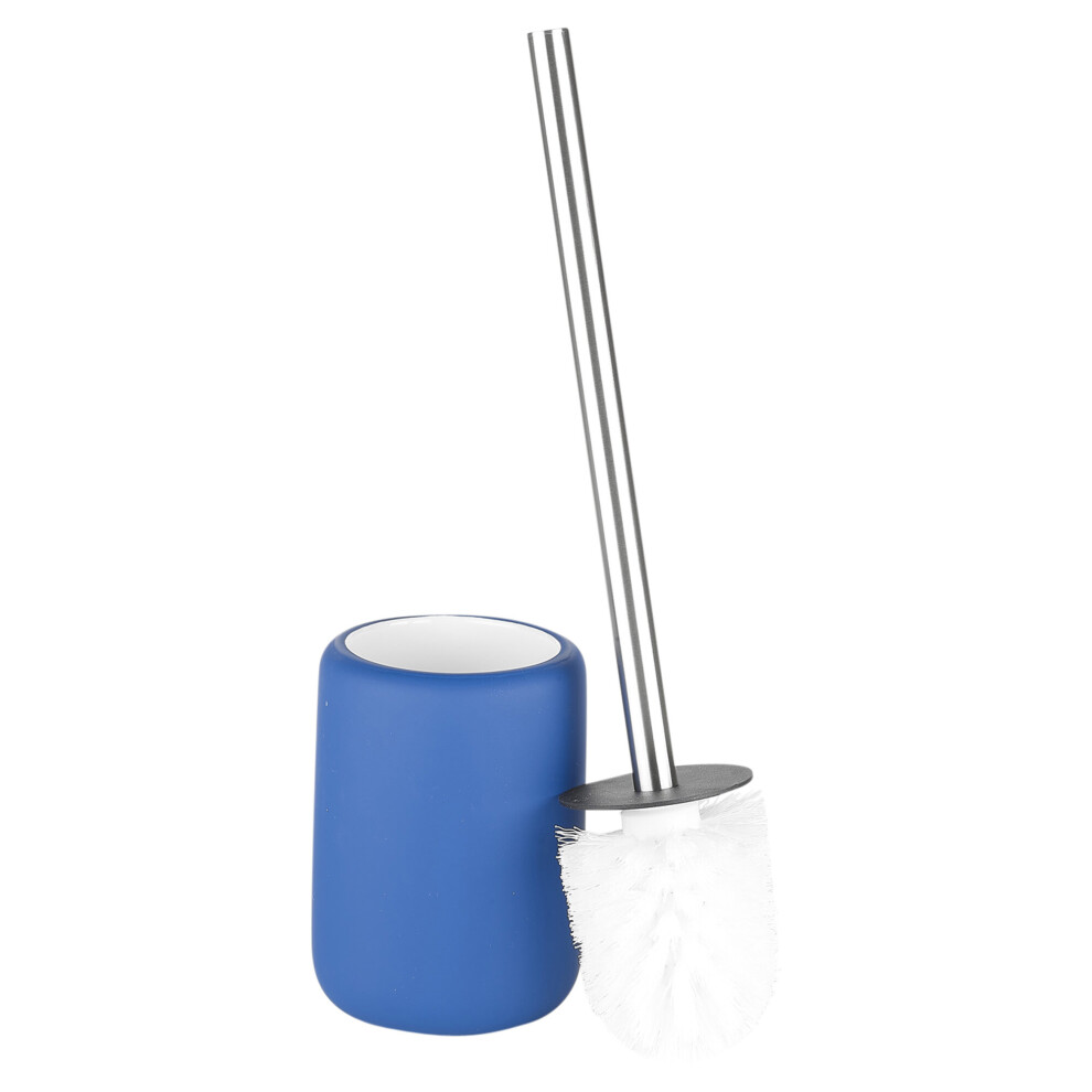 (Blue) Ceramic Toilet Brush Bathroom Cleaning Holder Set