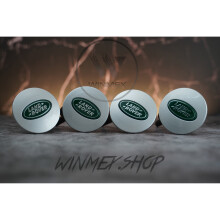 Set of 4 Silver & Green Land Rover alloy wheel caps 63mm