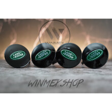 Set of 4 Black and Green Land Rover alloy wheel caps 63mm