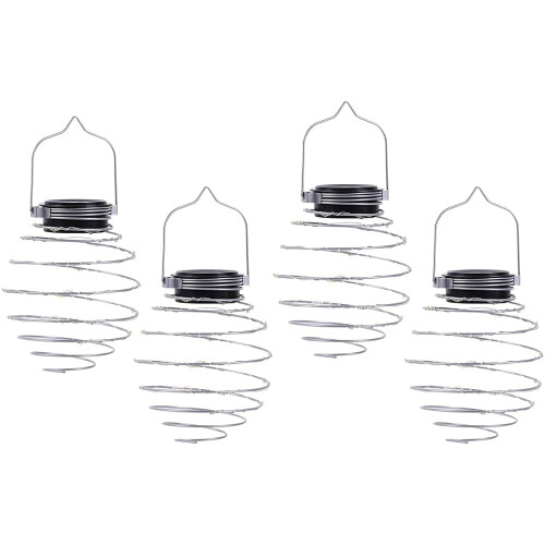 Outdoor Solar-Powered Iron Art Lanterns With LED Lighting | 4pack