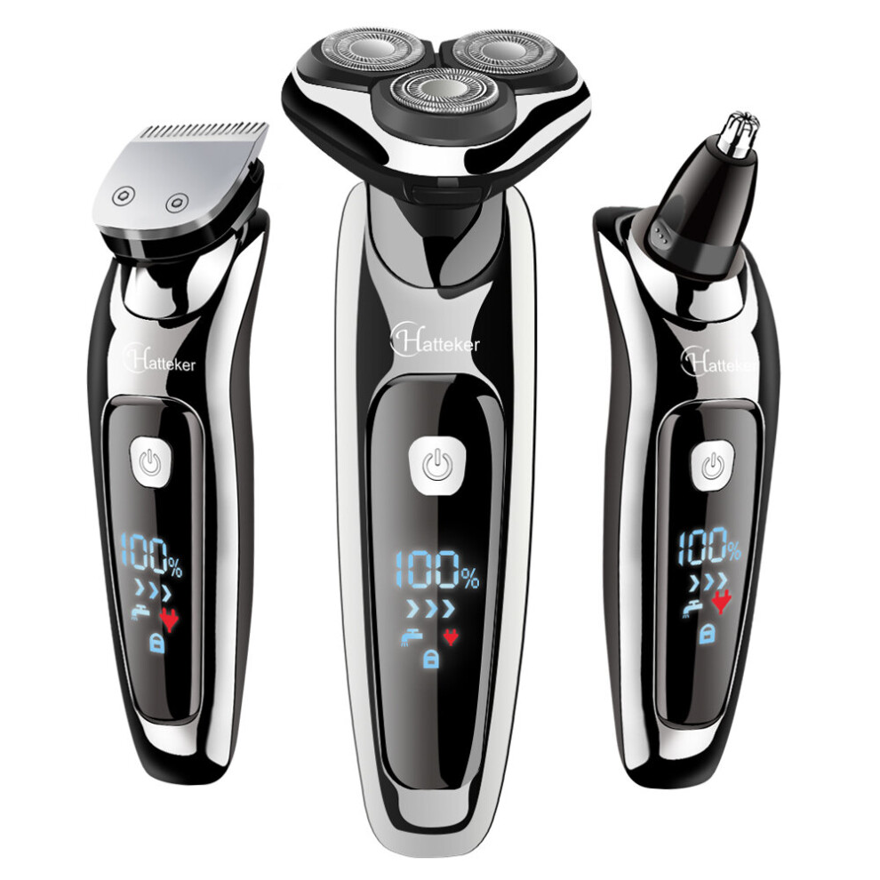Hatteker Electric Shaver Men Razor Wet Dry Rotary Beard Trimmer Kit