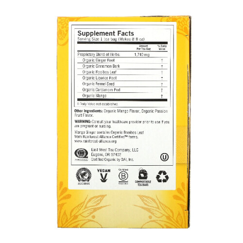 Yogi Tea, Mango Ginger, Senza Caffè, 16 Bustine di Tè, 1,12 oz (32 g) 1
