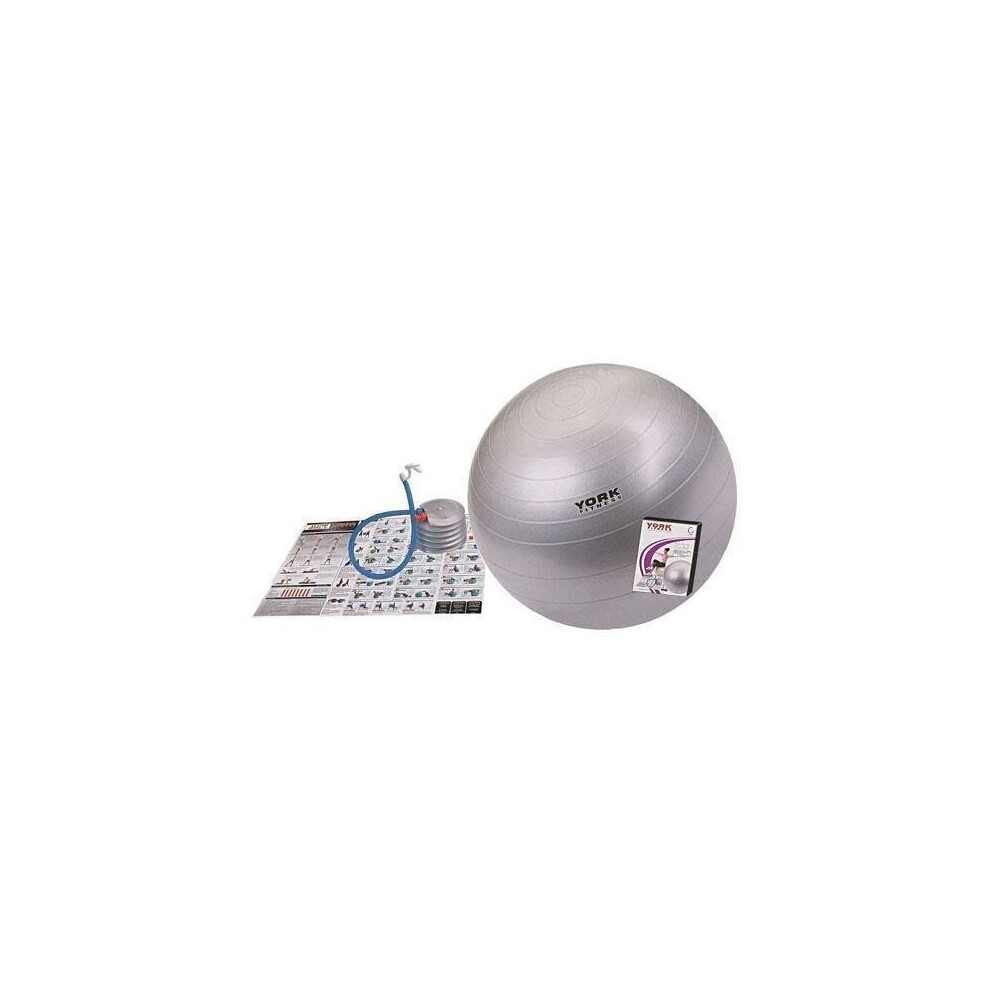 York 65cm Gym Ball Exercise Swiss Fitness Workout with Pump & DVD