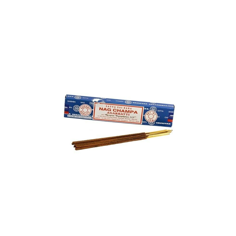 (PACK OF 12) Original Satya Sai Baba Nag Champa Incense Sticks Joss Insense - 1/3/6/12 Packs