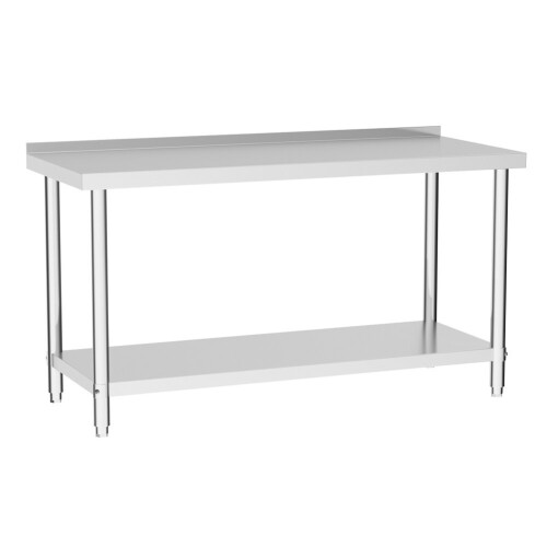 Living And Home Kitchen Work Table with Backsplash 150x60x80 cm Stainless Steel 2