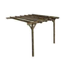 (2.4m x 2.4m, Rustic Brown) Lean To Garden Pergola - Chamfered Design