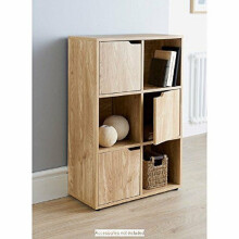 6 Cube 3 Door Bookcase Oak Bookcases, Shelving & Storage-G0088