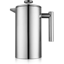 MaxMiuly Cafetiere Stainless Steel French Press Large Insulated, Double Wall Coffee & Tea Maker, 1.5L / 50 OZ-Bonus with Two Coffee Filter Screens
